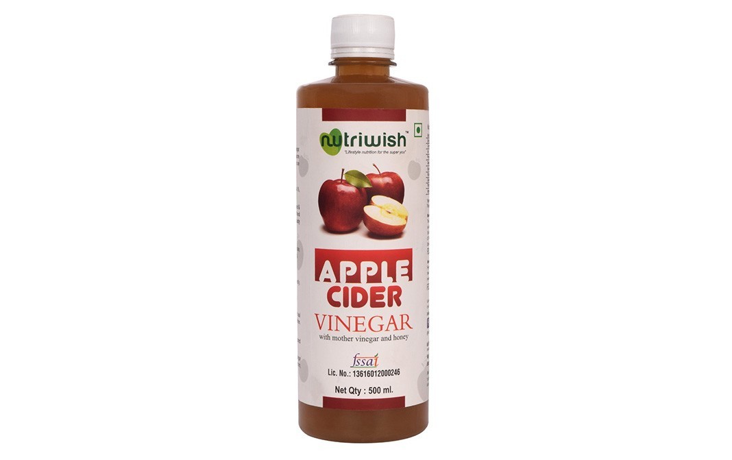 Nutriwish Apple Cider Vineger, with Mother Vinegar and Honey   Bottle  500 millilitre